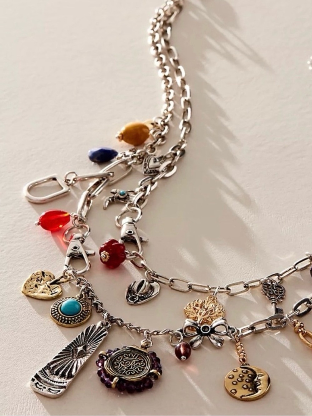 Free People Maxamillion Layered Charm Necklace World Traveler